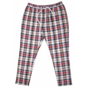Mens Pants Joggers Plaid Multicolor Cotton Drawstring Loose Harem Casual Large